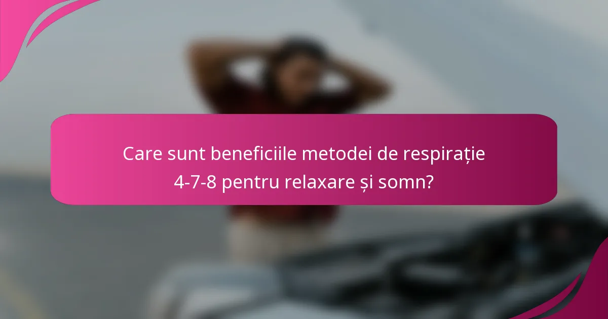 Care sunt beneficiile metodei de respirație 4-7-8 pentru relaxare și somn?