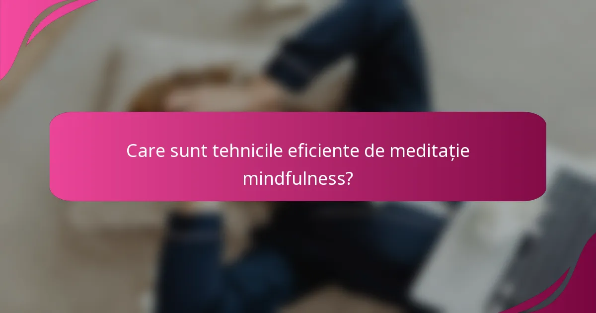 Care sunt tehnicile eficiente de meditație mindfulness?