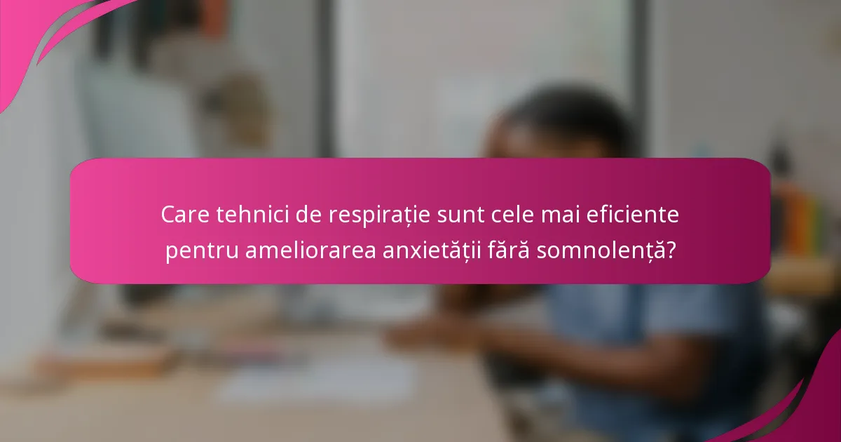 Care tehnici de respirație sunt cele mai eficiente pentru ameliorarea anxietății fără somnolență?