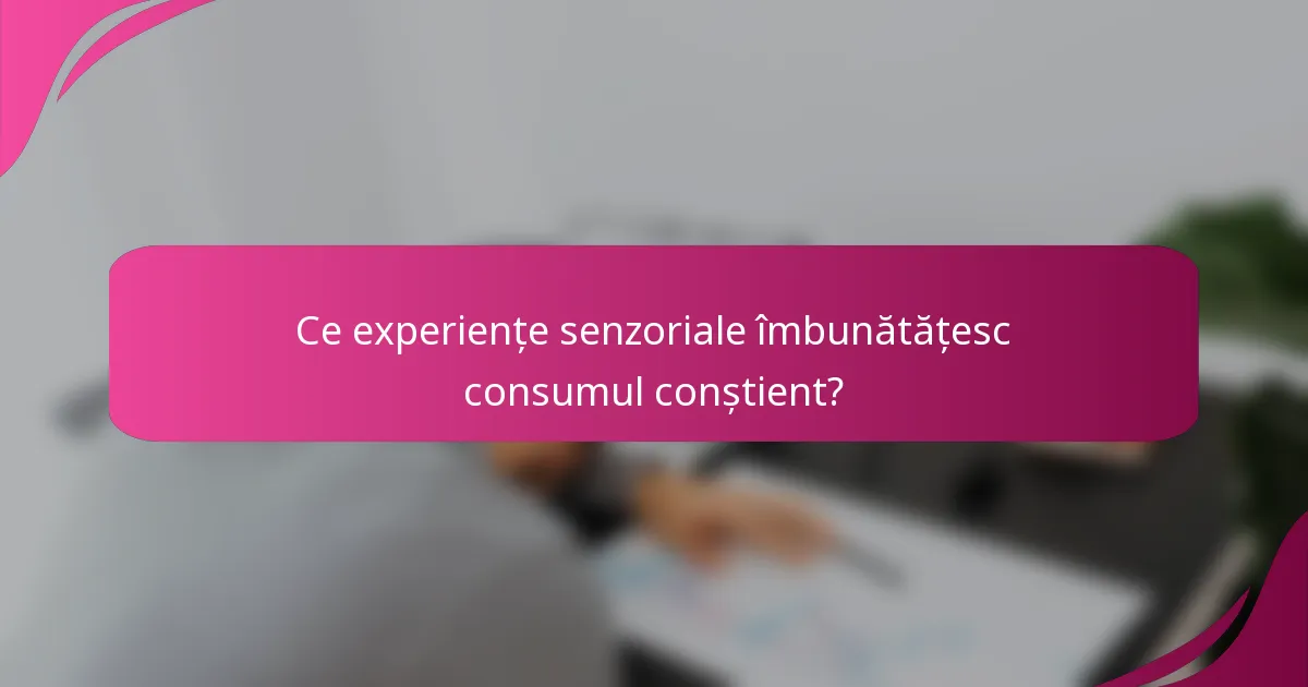 Ce experiențe senzoriale îmbunătățesc consumul conștient?