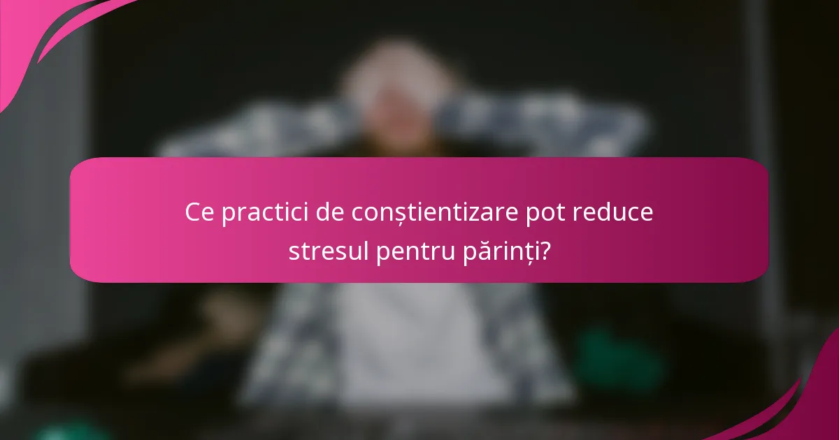 Ce practici de conștientizare pot reduce stresul pentru părinți?