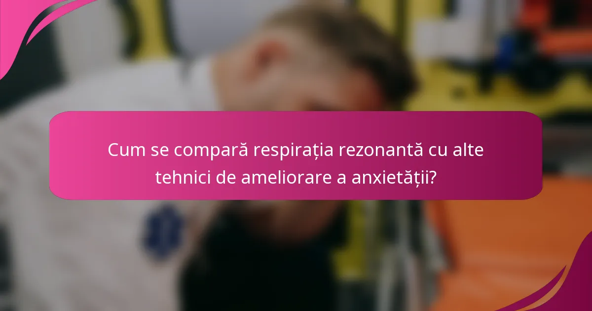 Cum se compară respirația rezonantă cu alte tehnici de ameliorare a anxietății?